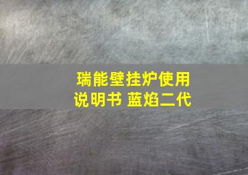 瑞能壁挂炉使用说明书 蓝焰二代